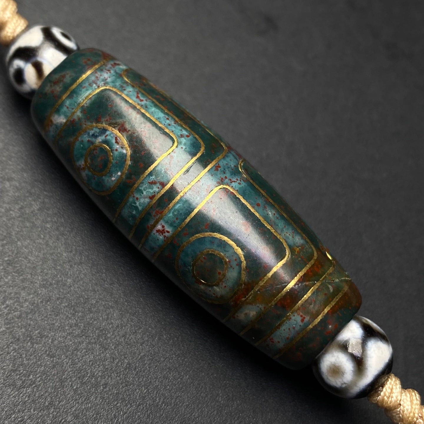 A2255 Hand Woven Tibetan Four Eye DZI Agate Lucky Pendant