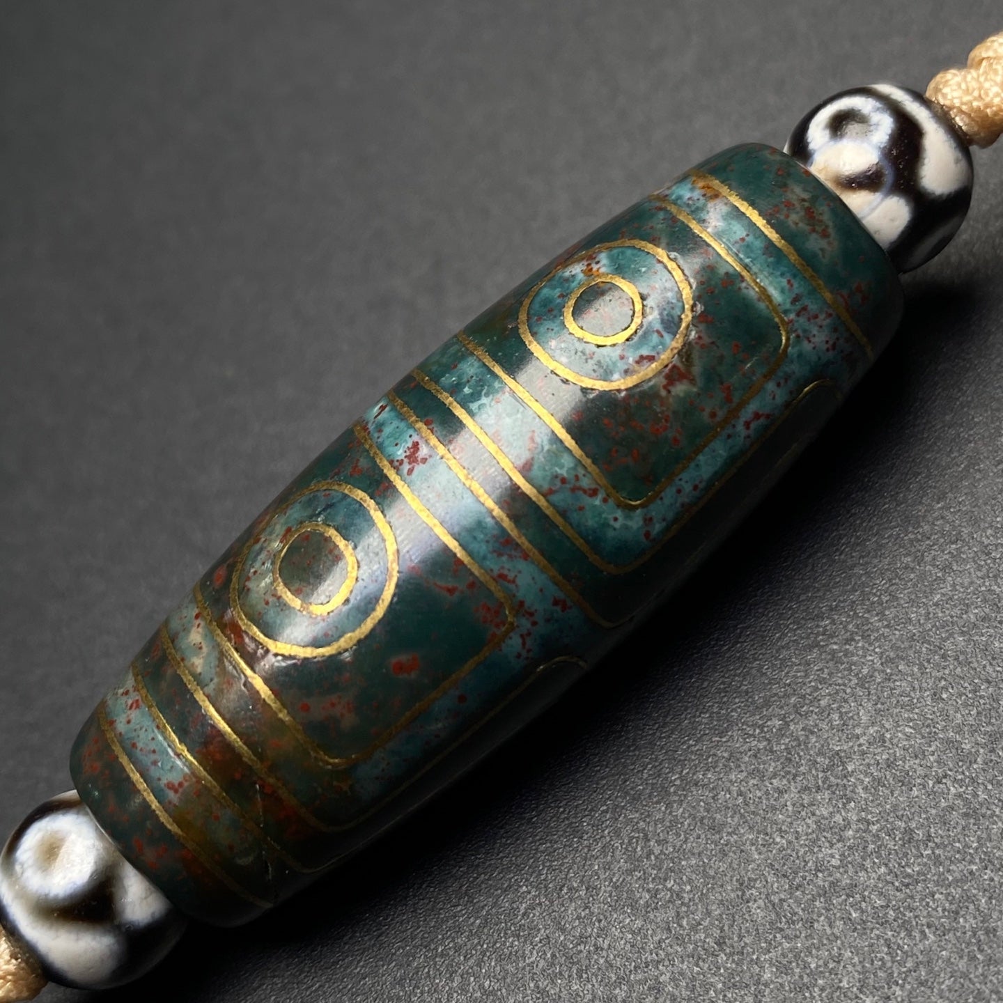 A2255 Hand Woven Tibetan Four Eye DZI Agate Lucky Pendant
