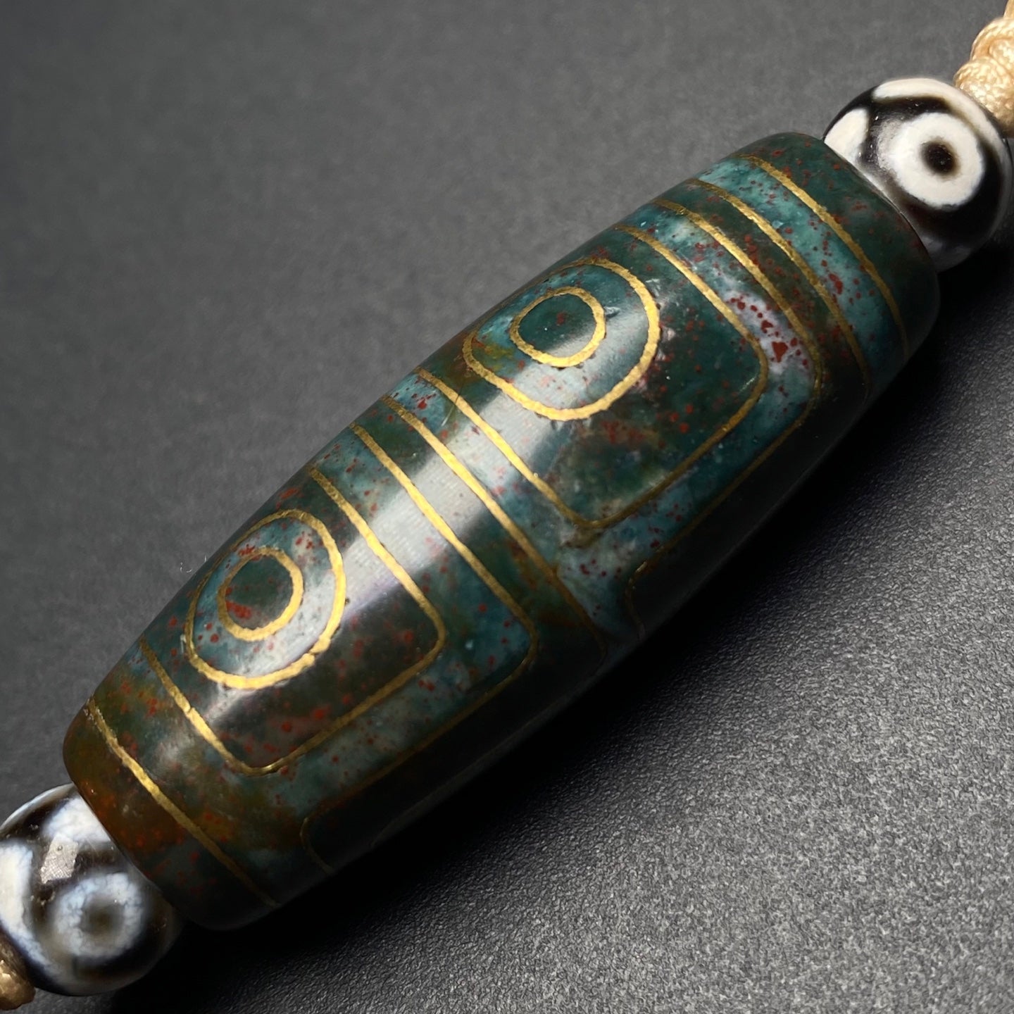 A2255 Hand Woven Tibetan Four Eye DZI Agate Lucky Pendant