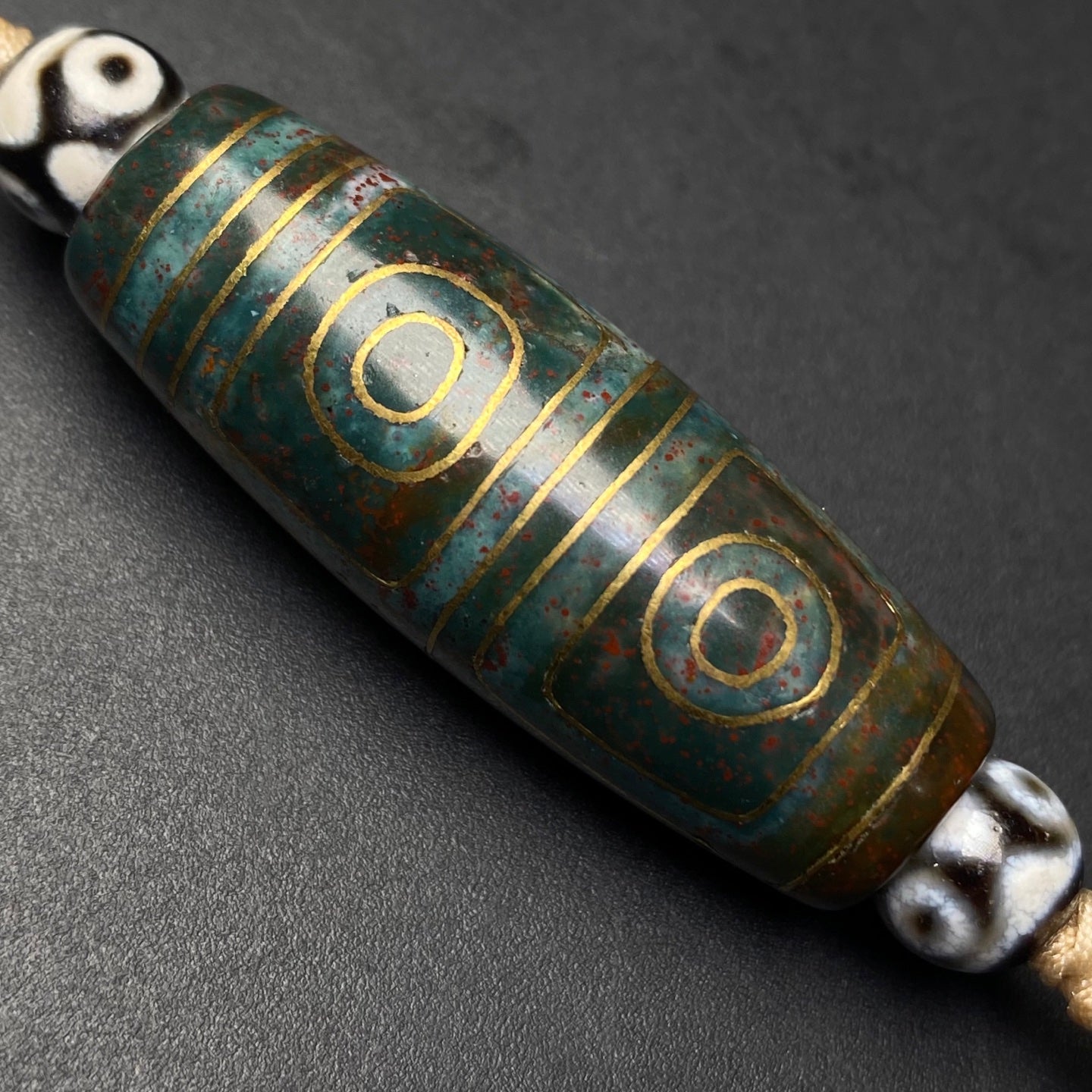 A2255 Hand Woven Tibetan Four Eye DZI Agate Lucky Pendant