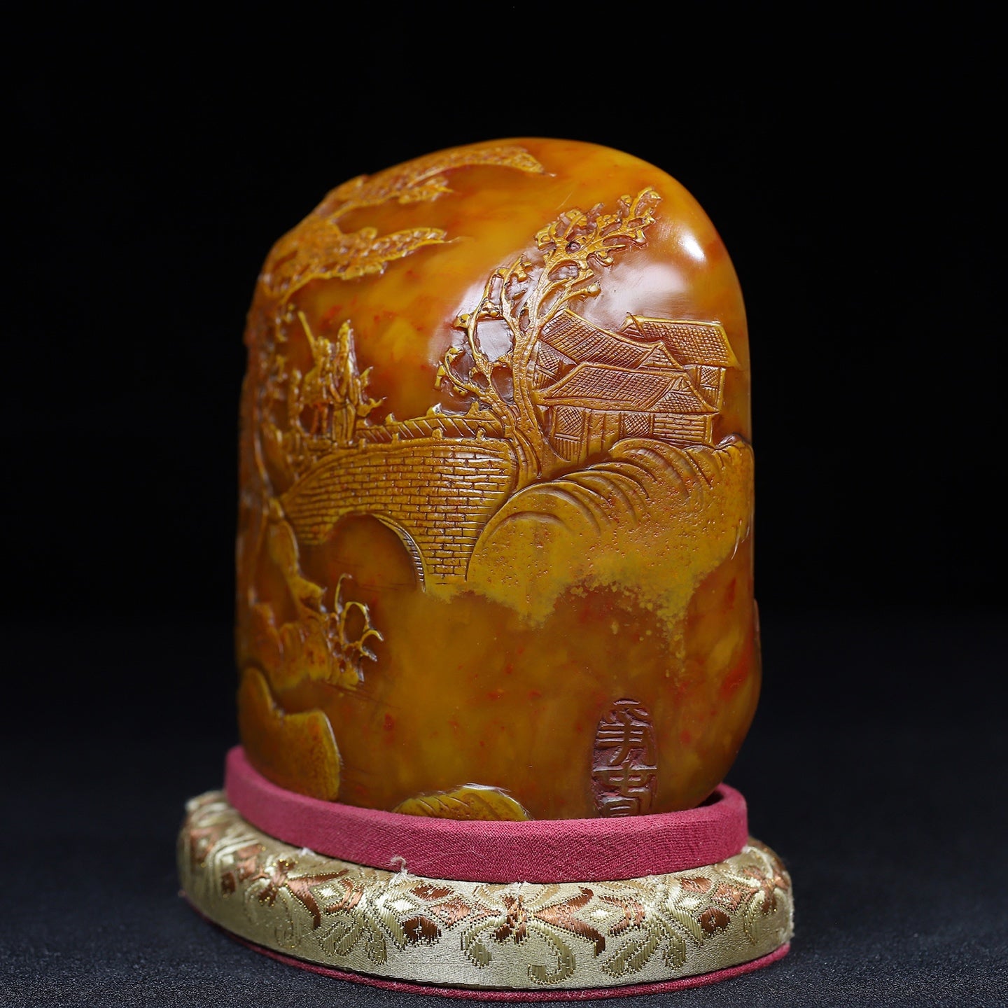A2257 Chinese Tianhuang Stone Low Relief Figure Seal Statue