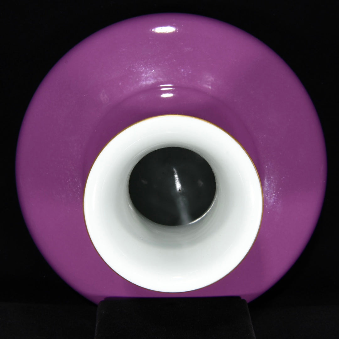 A2263 Chinese Purple Glaze Famille Rose Porcelain Vase
