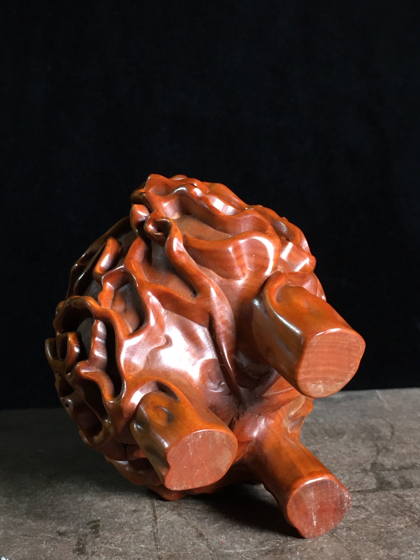 A2267 Vintage Chinese Boxwood Wood Carved Incense Burner