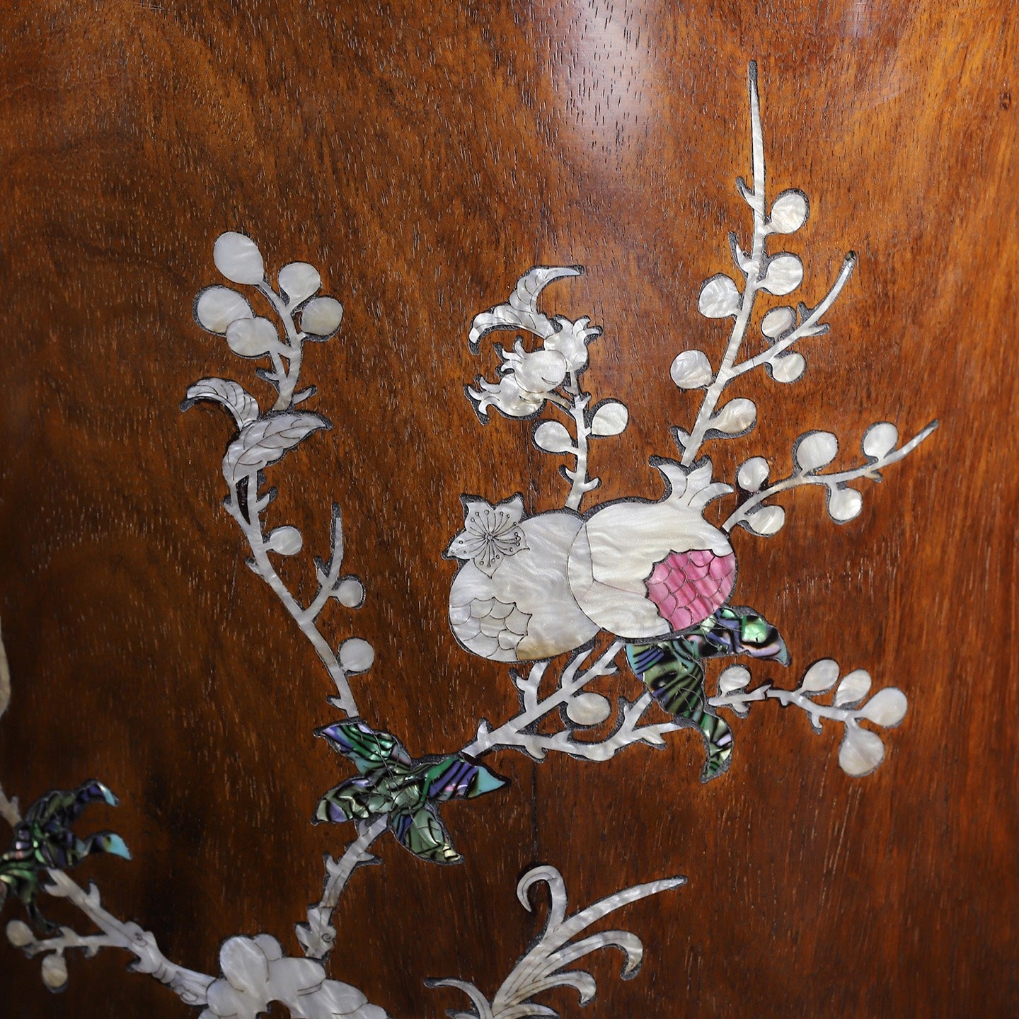 A2275 Chinese Huali Wood Inlay Shell Plum Flower & Magpie Brush Pot