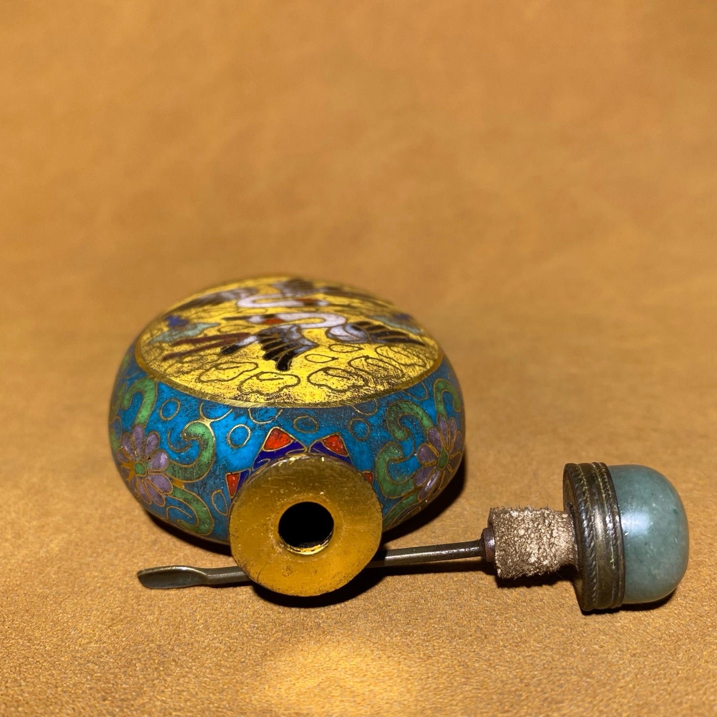 A2298 Vintage Chinese Copper Cloisonne Snuff Bottle