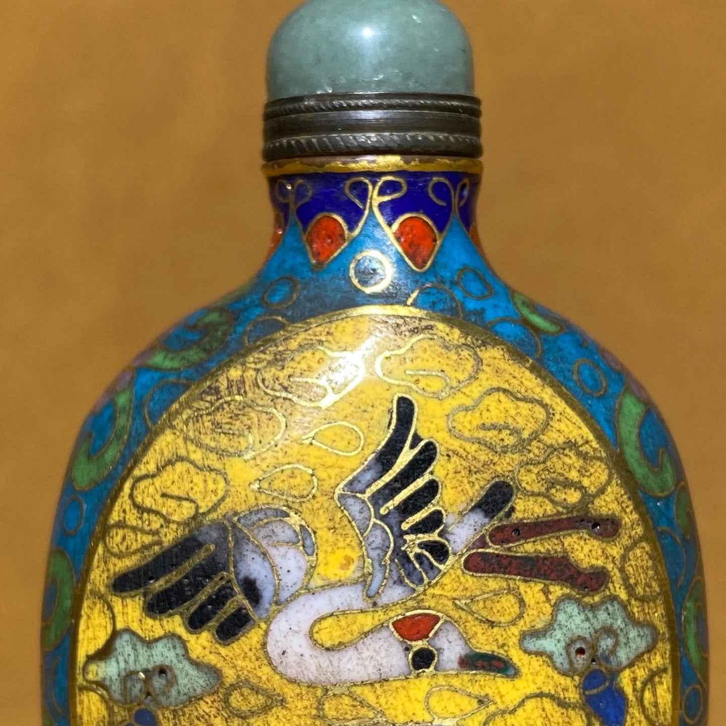 A2298 Vintage Chinese Copper Cloisonne Snuff Bottle