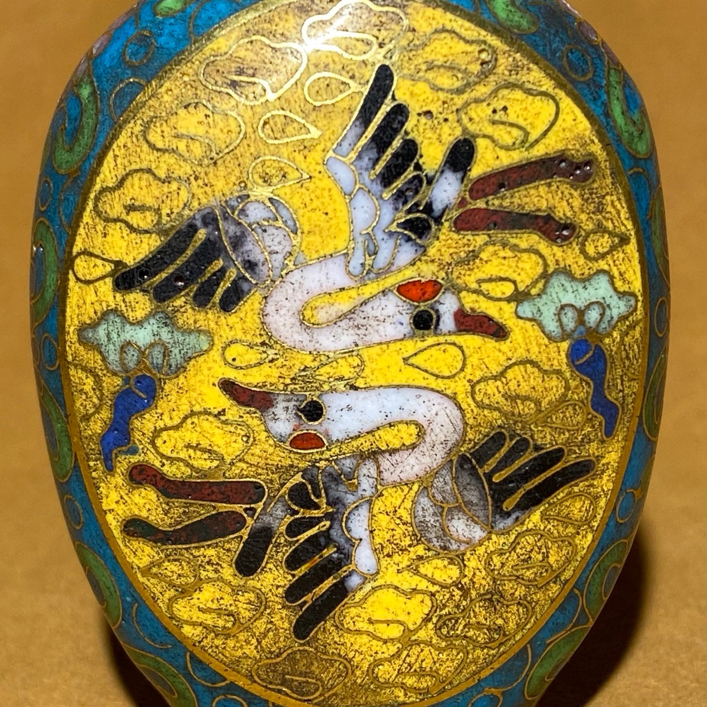 A2298 Vintage Chinese Copper Cloisonne Snuff Bottle