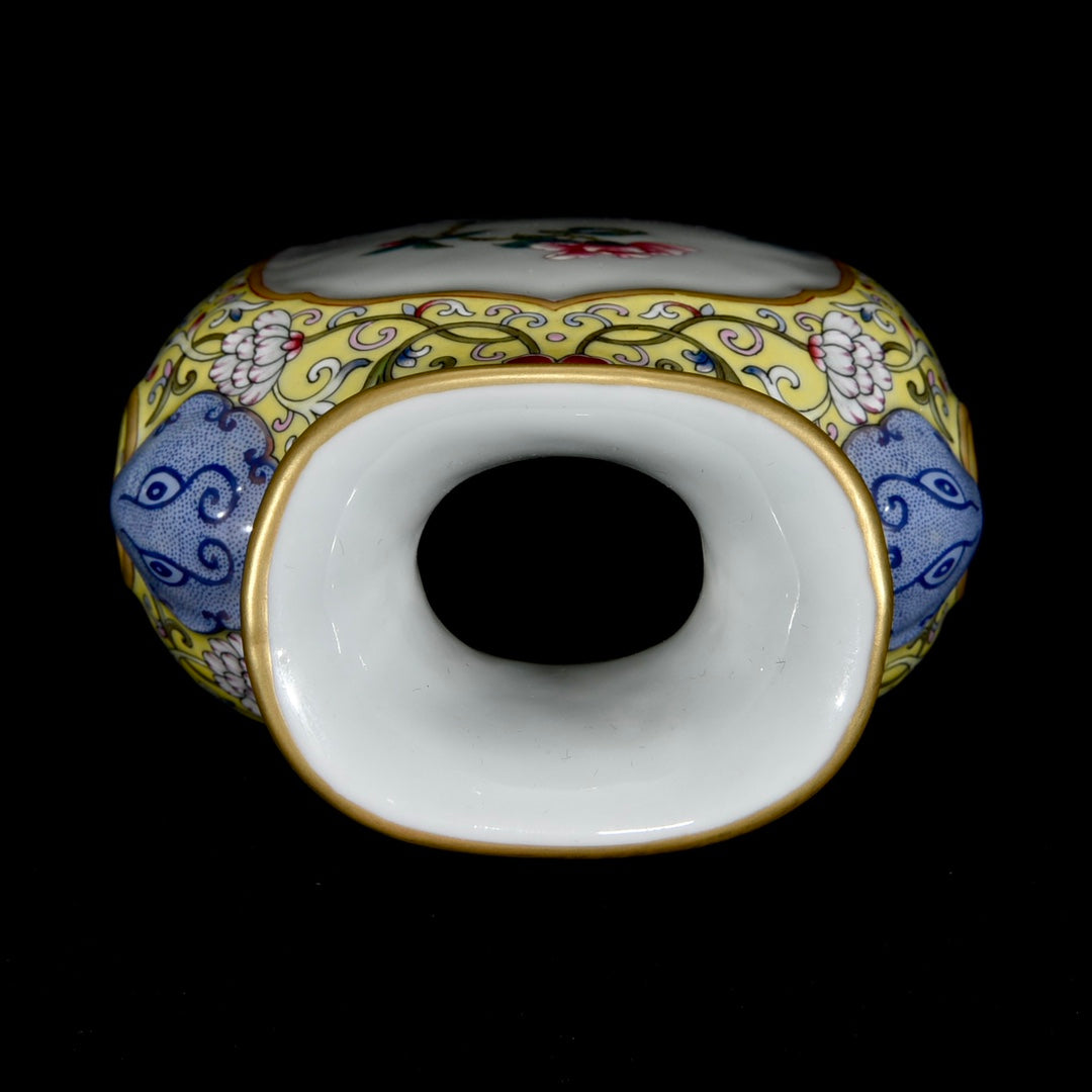 A2361 Chinese Gilt Edge Famille Rose Flowers Design Porcelain Vase