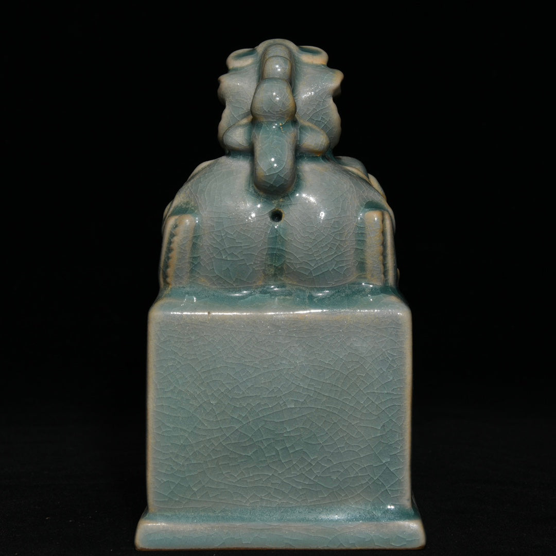A2369 Chinese Ru Kiln Fortune Pixiu Porcelain Seal Statue