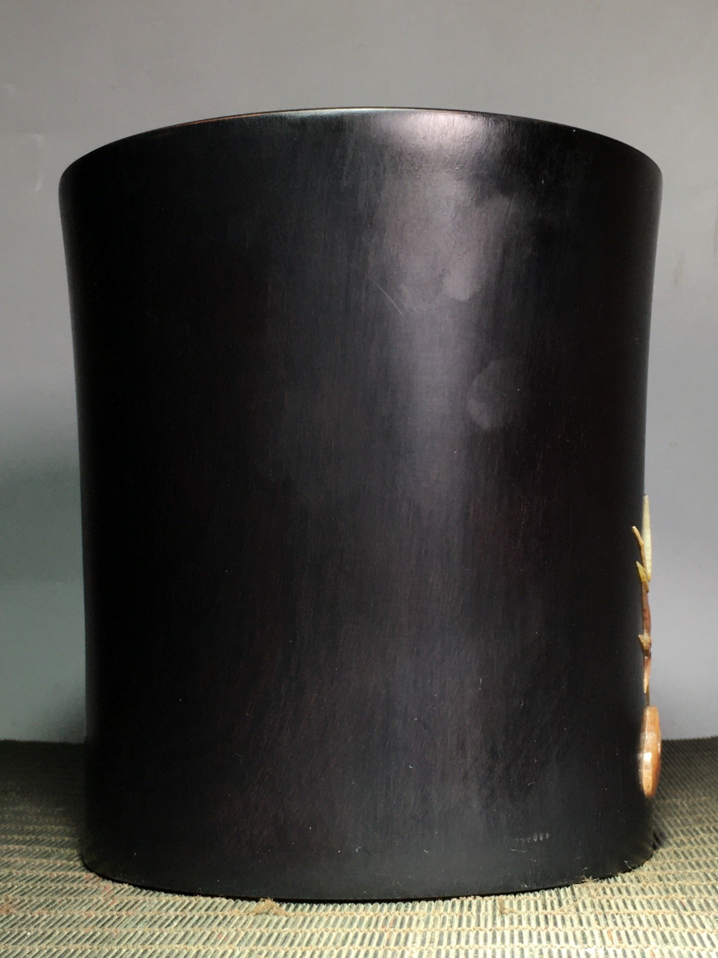 A2418 Vintage Chinese Zitan Wood Inlay Shoushan Stone Flowers Bird Design Brush Pot