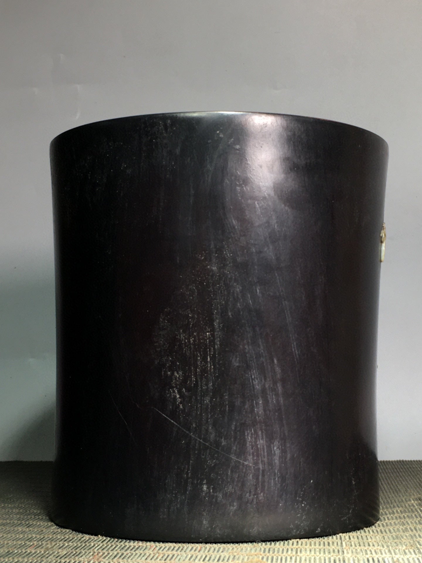 A2418 Vintage Chinese Zitan Wood Inlay Shoushan Stone Flowers Bird Design Brush Pot