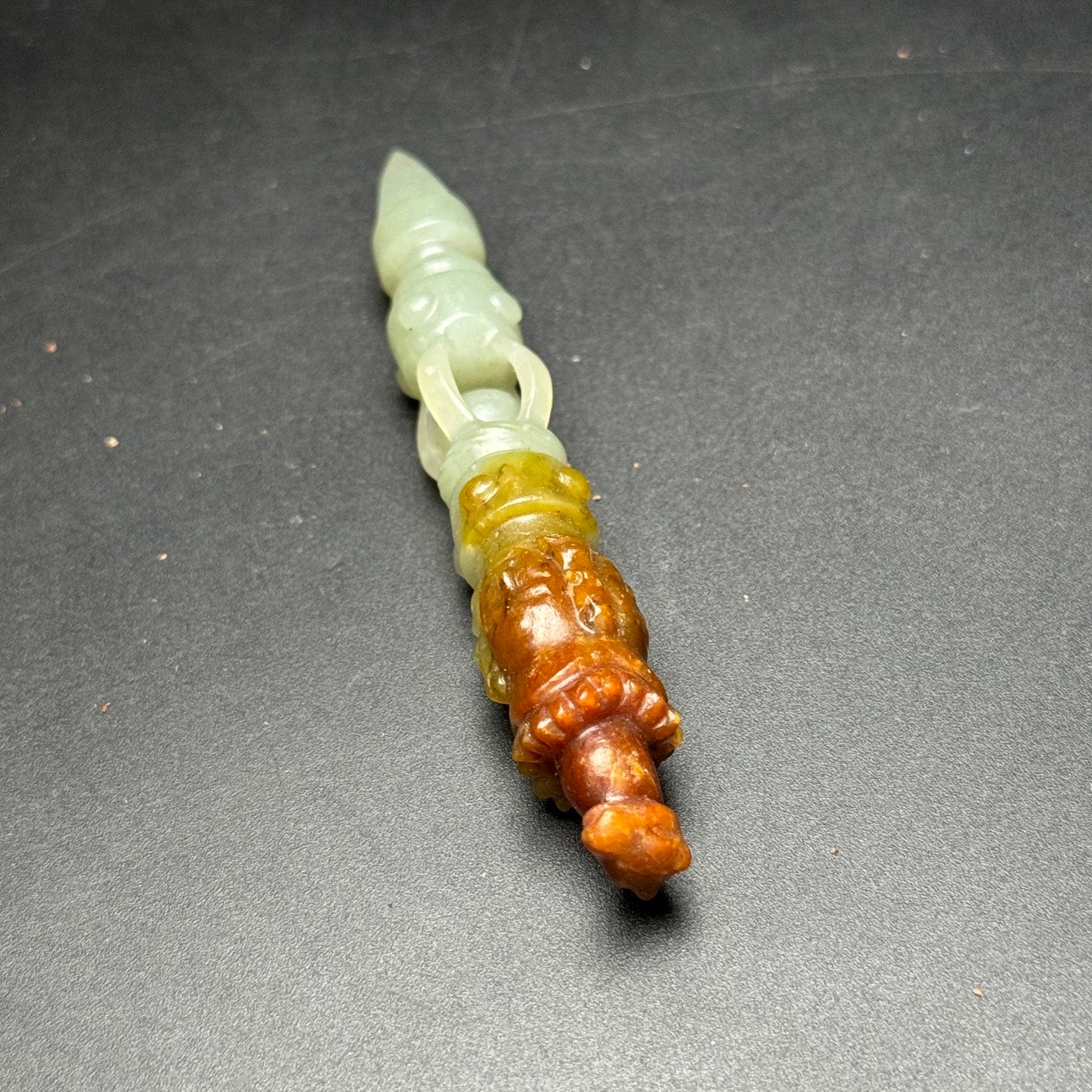 A2450 Chinese Hetian Jade Carved Pestle Xiangmo Statue