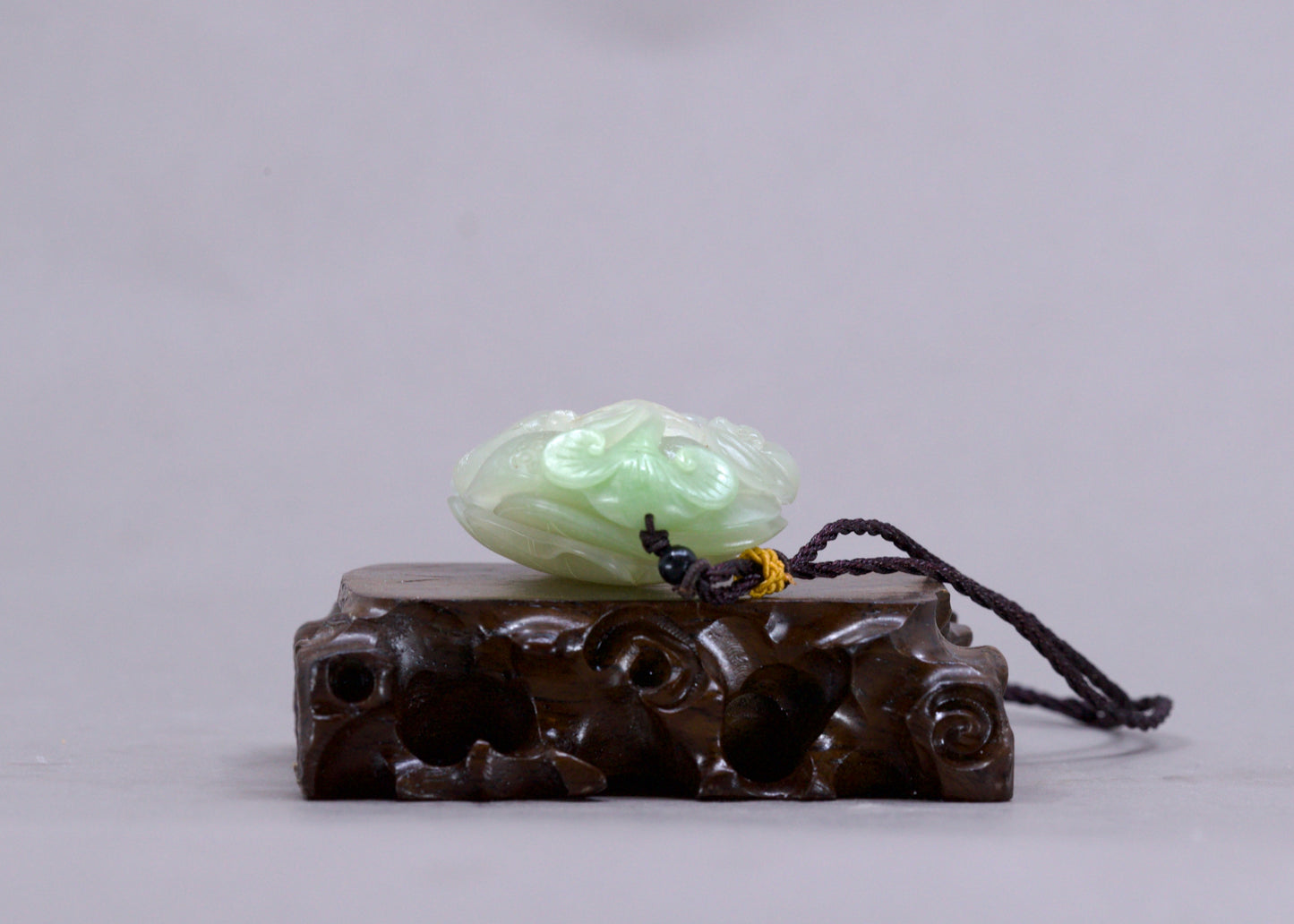 Chinese Hetian Jade Pendant w Fish Carp, Fortune Bat, Ruyi, & Lotus