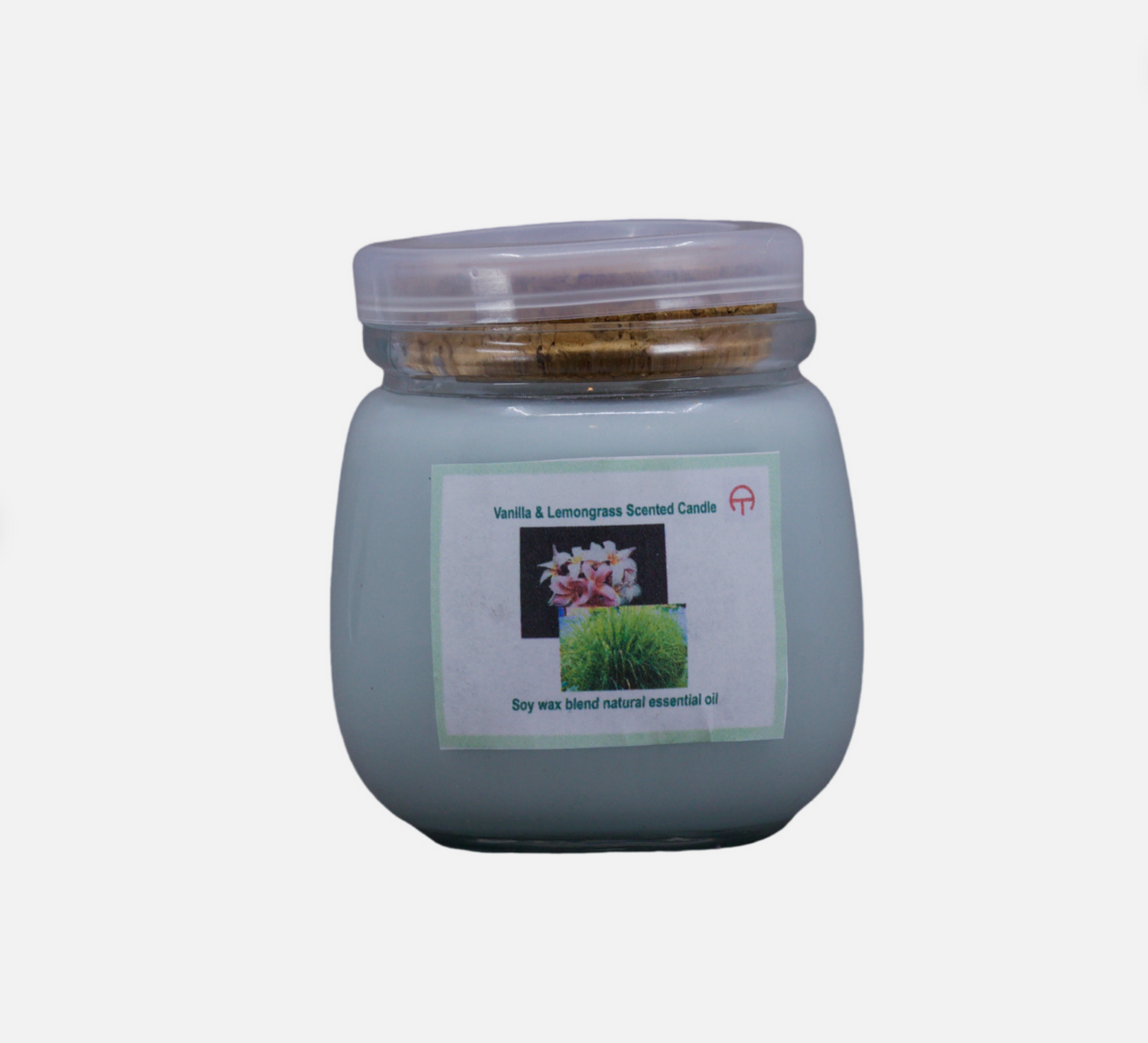 QR004 2.5% Green Vanilla & Lemongrass Scented Soy Wax Candle 7oz Jar