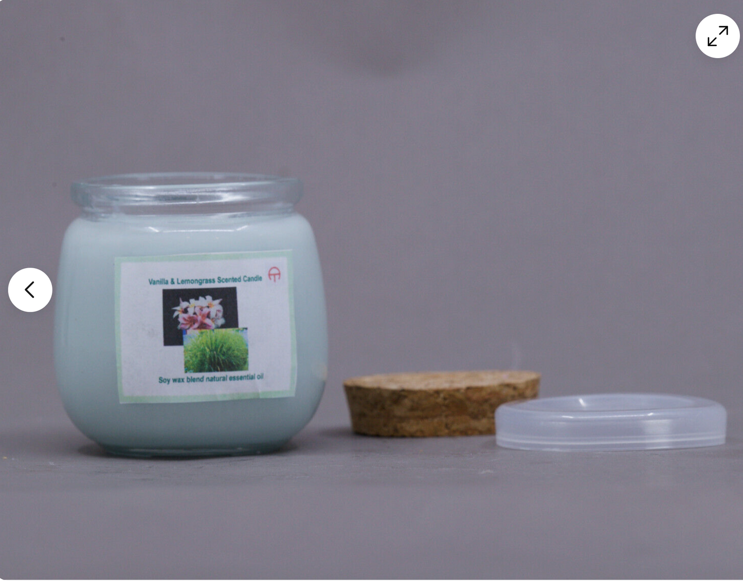 QR014 15% Green Vanilla & Lemongrass Scented Soy Wax Candle 7oz Jar