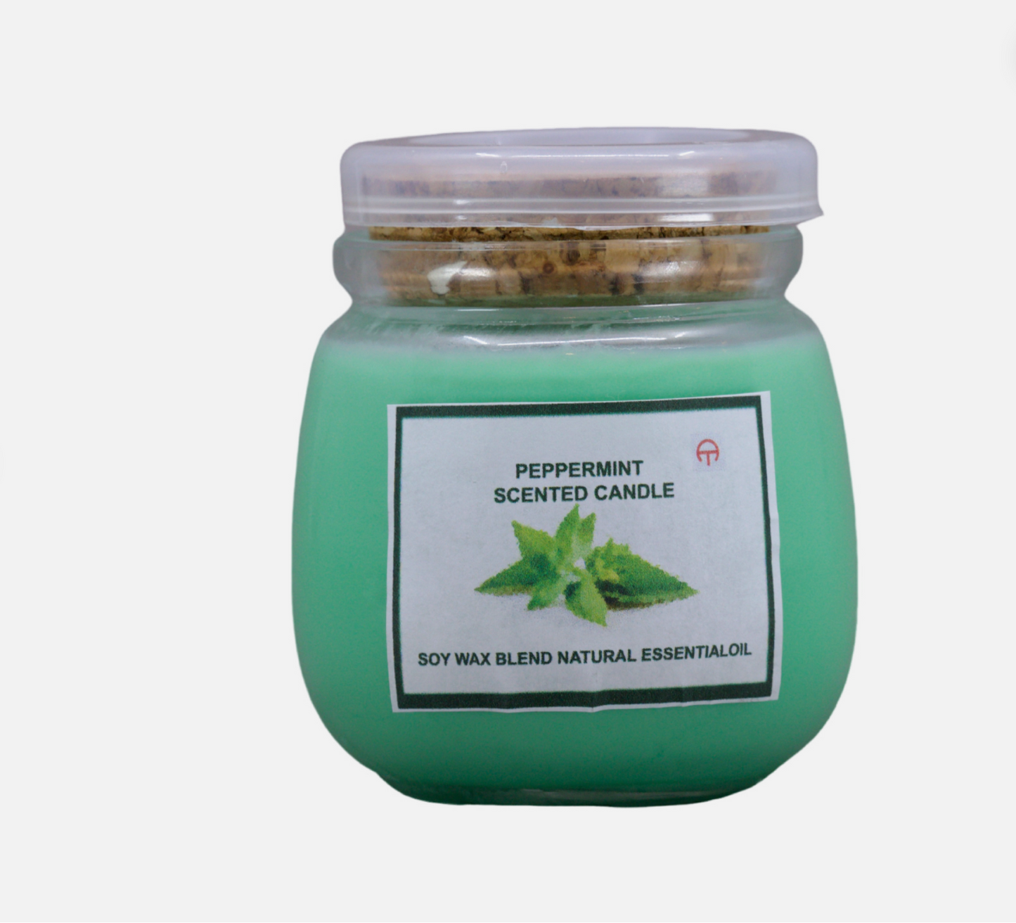 QR010 15% Green Peppermint Scented Soy Wax Candle 7oz Jar