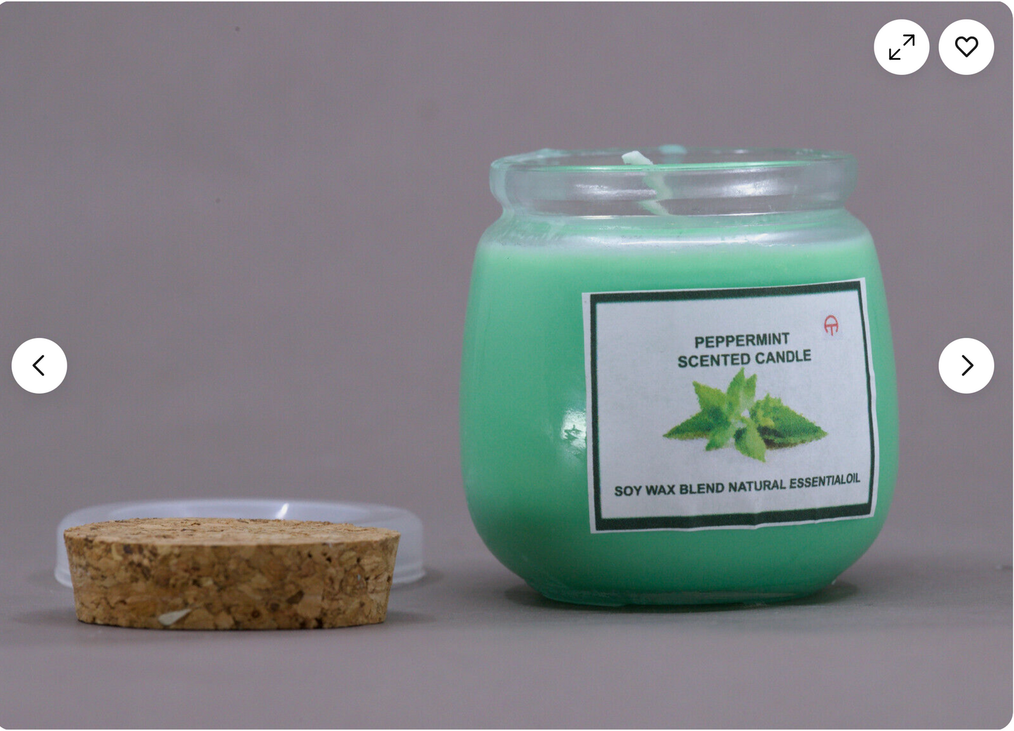 QR016 2.5% Green Peppermint Scented Soy Wax Candle 7oz Jar