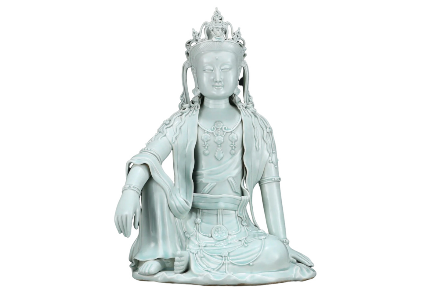 A1555 Chinese Hu Tian Kiln Porcelain Kwan-yin Statue