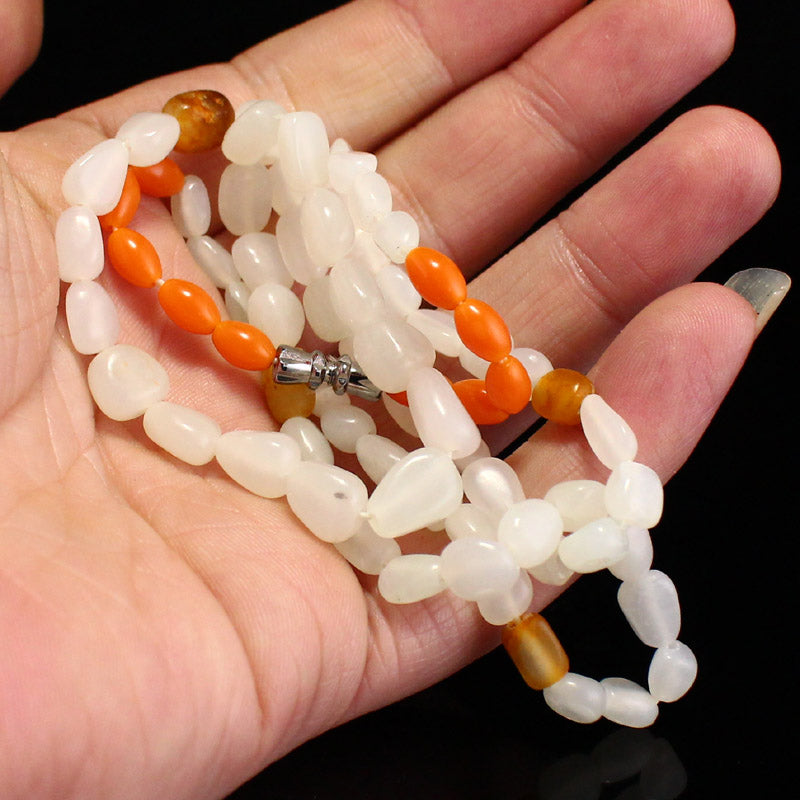 Natural Hetian Jade Original Stone Beads Necklace