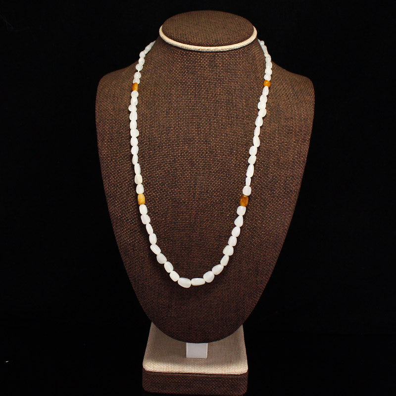 Natural Hetian Jade Original Stone Beads Necklace