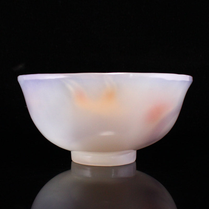 Beautiful White & Red Agate Double Fish Bowl