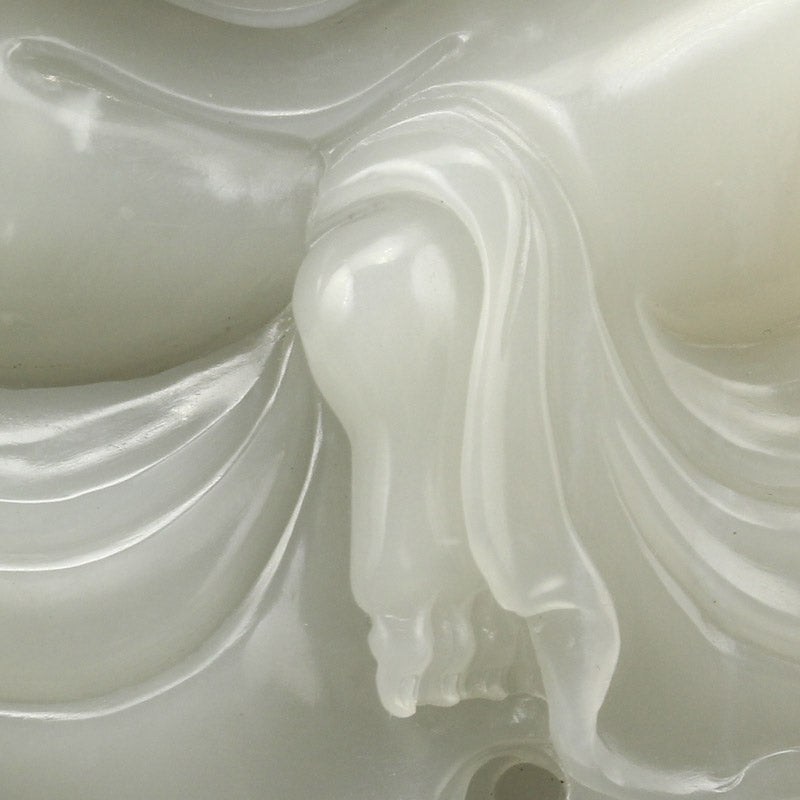 Superb Chinese Hetian Jade Kwan-yin & Fortune Kids Statue