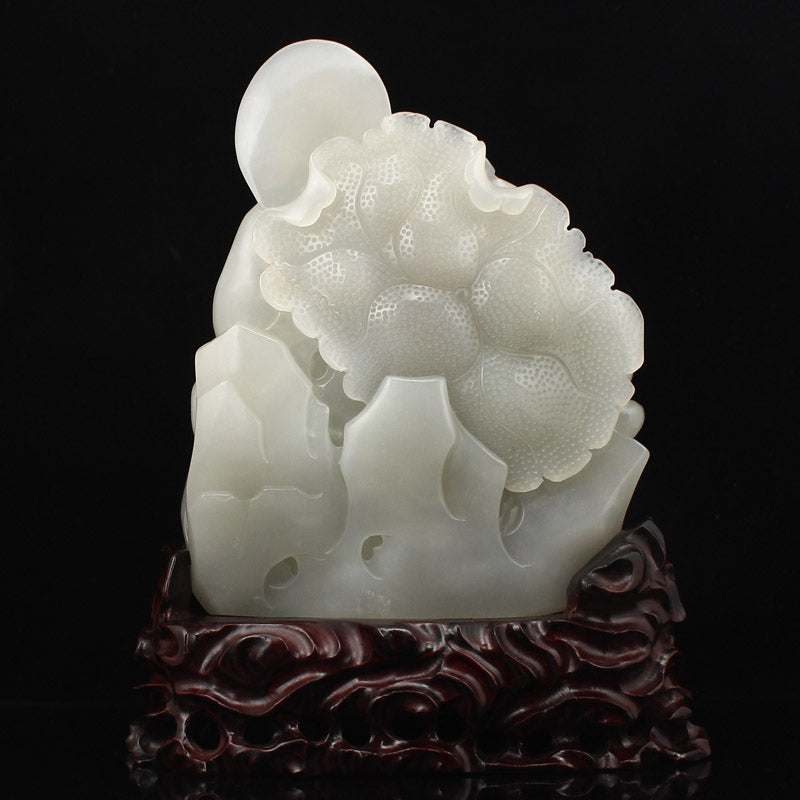 Superb Chinese Hetian Jade Kwan-yin & Fortune Kids Statue