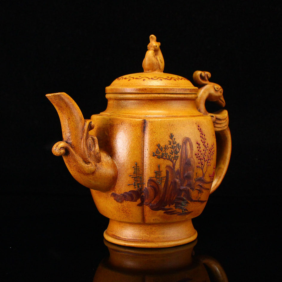 Vintage Yixing Zisha Clay Phoenix Teapot w Artist Signed