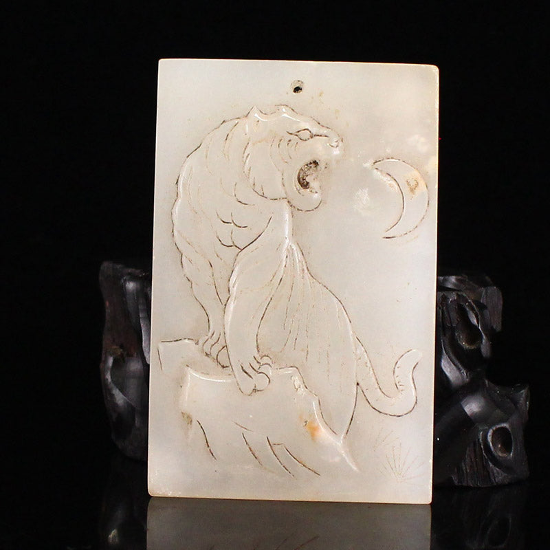 Chinese Hetian Jade Tiger Pendant