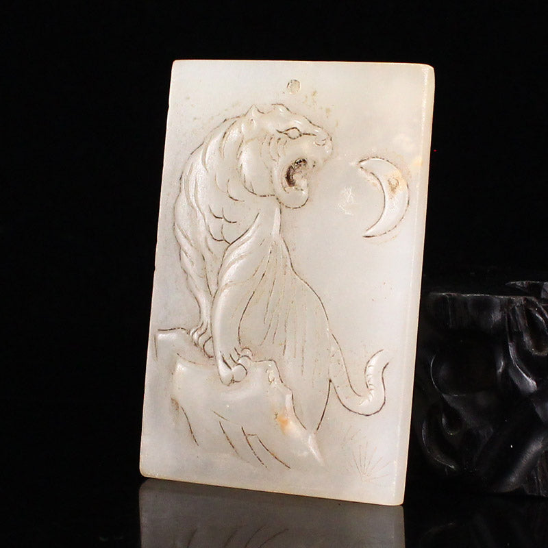 Chinese Hetian Jade Tiger Pendant