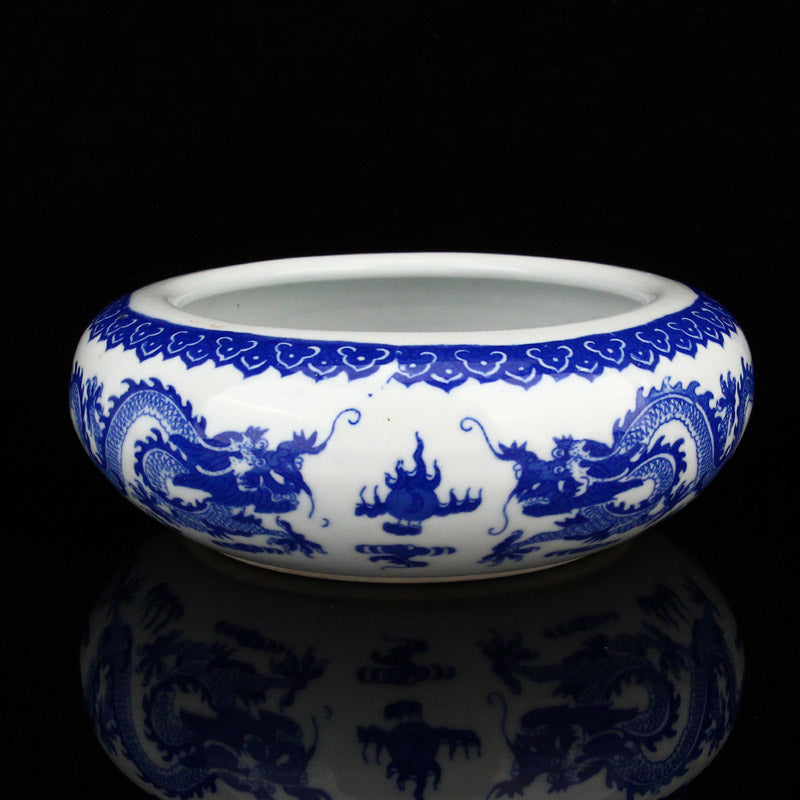 Chinese Blue And White Porcelain Lucky Dragon Design Brush Washer