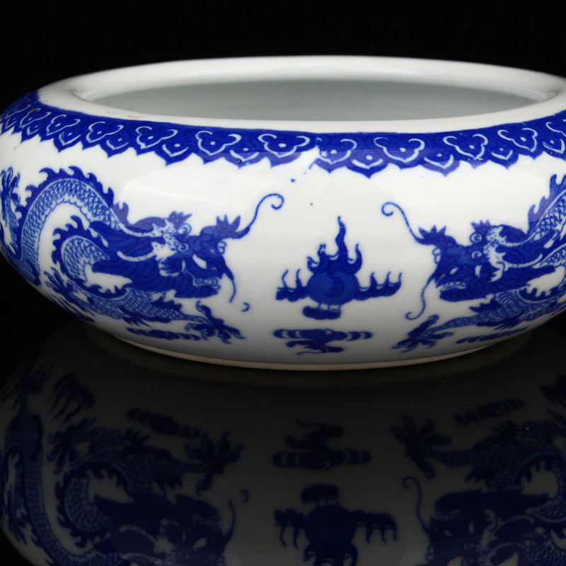 Chinese Blue And White Porcelain Lucky Dragon Design Brush Washer