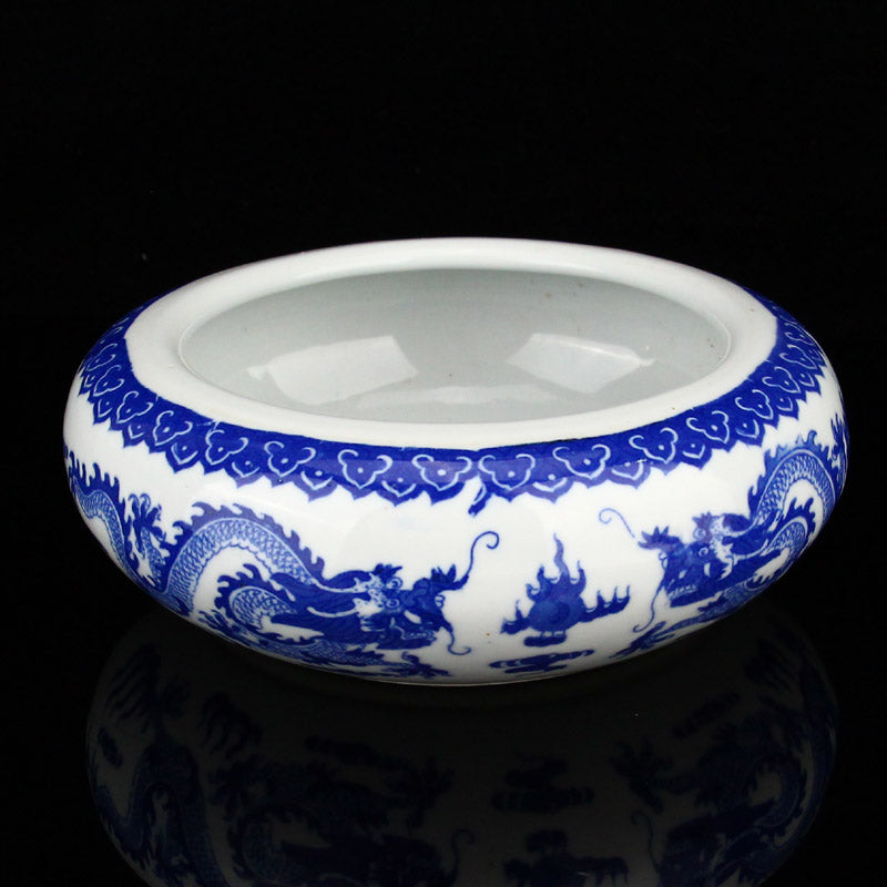 Chinese Blue And White Porcelain Lucky Dragon Design Brush Washer