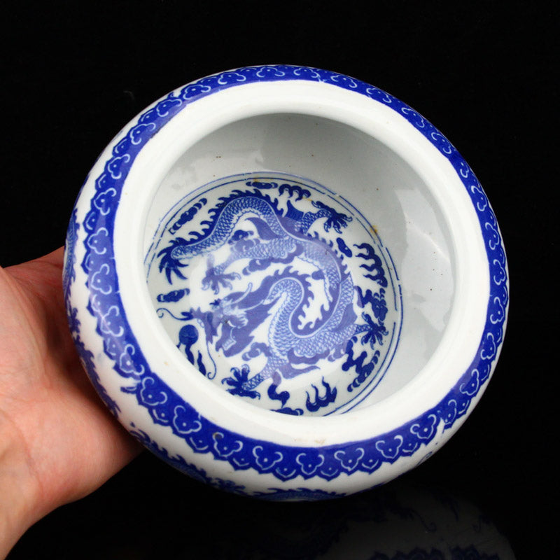 Chinese Blue And White Porcelain Lucky Dragon Design Brush Washer