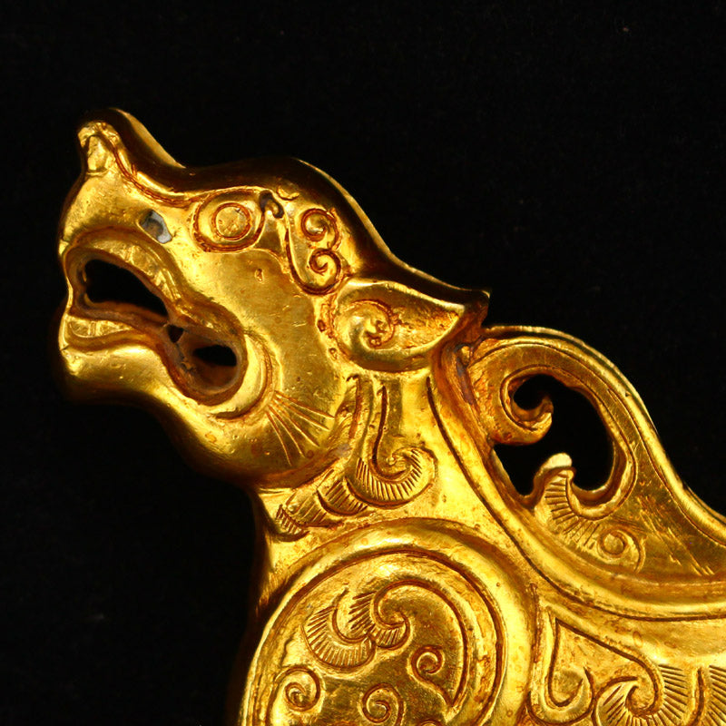 A Pair Chinese Gilt Gold Bronze Tiger General Token