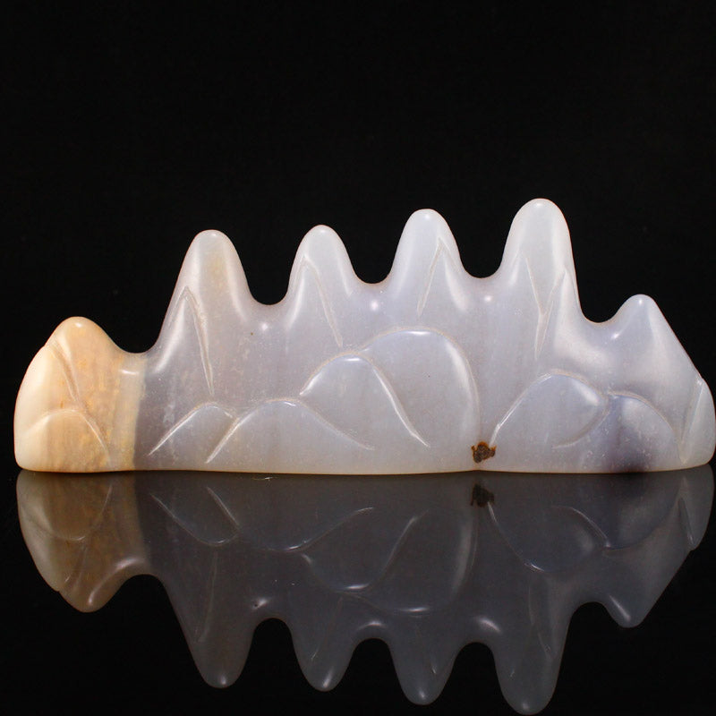 Chinese Agate Mountain Shape Brush Pen Shelf