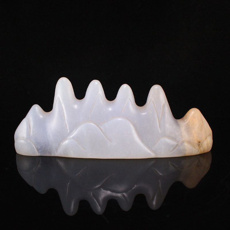 Chinese Agate Mountain Shape Brush Pen Shelf