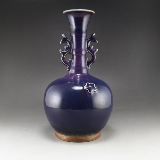 Chinese Jun Kiln Variable Glaze Porcelain Double Ears Vase