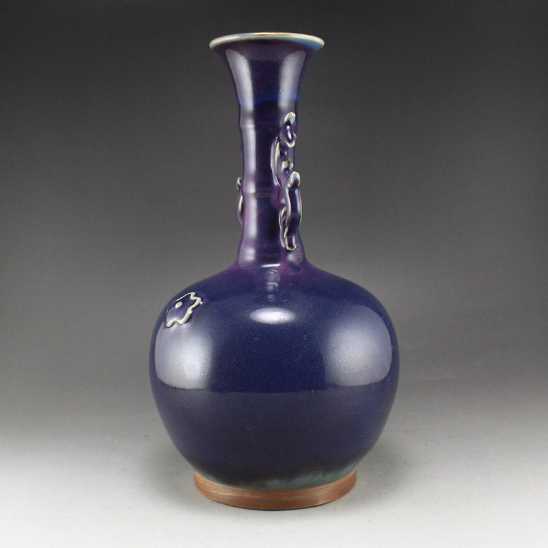 Chinese Jun Kiln Variable Glaze Porcelain Double Ears Vase