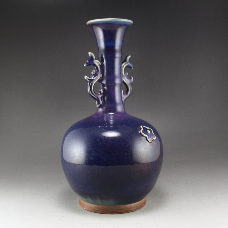 Chinese Jun Kiln Variable Glaze Porcelain Double Ears Vase