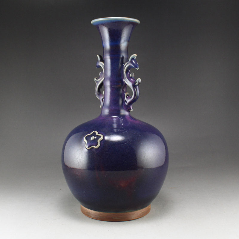 Chinese Jun Kiln Variable Glaze Porcelain Double Ears Vase