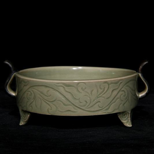 A1763 Chinese Yue Kiln Double Ear Porcelain Brush Wsher