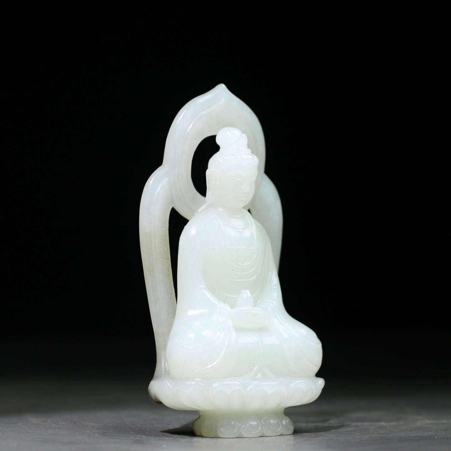 A1773 High Quality Chinese White Hetian Jade Carved Buddha Statue