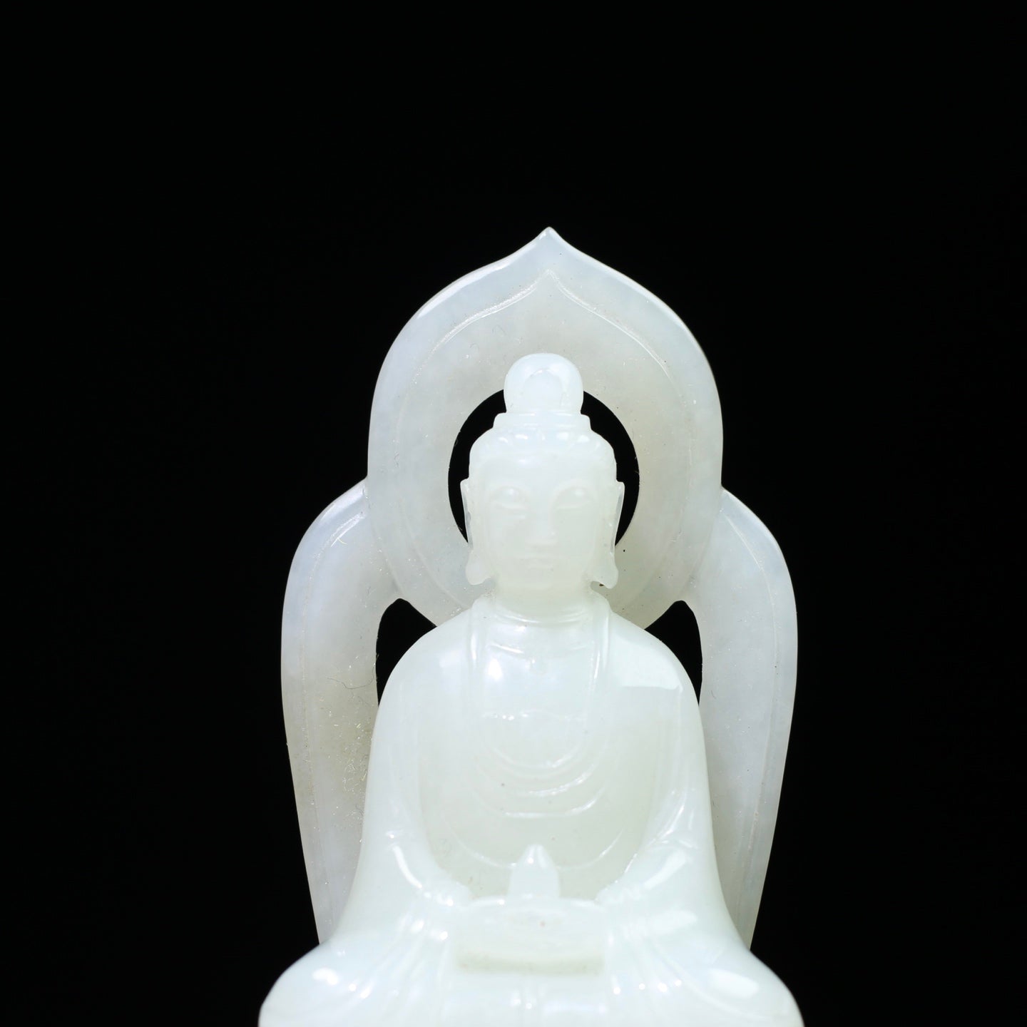A1773 High Quality Chinese White Hetian Jade Carved Buddha Statue