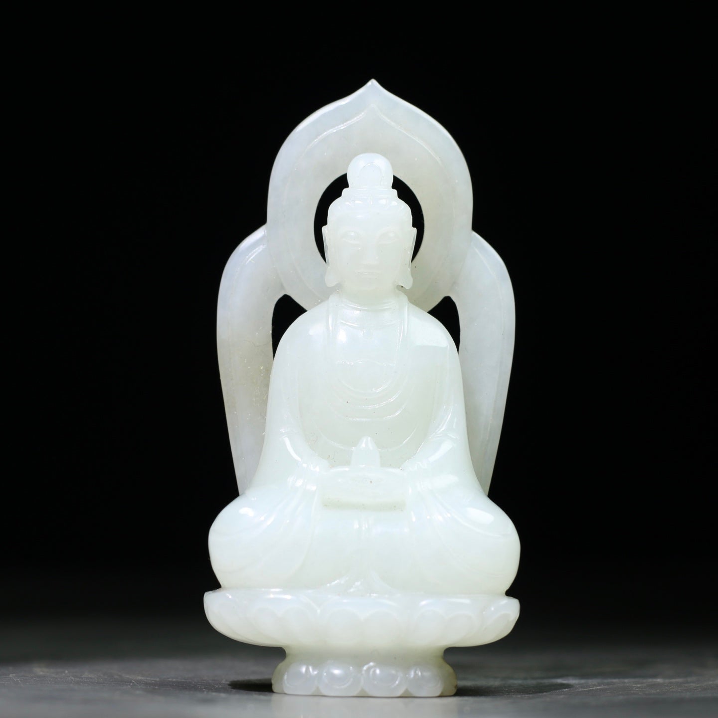 A1773 High Quality Chinese White Hetian Jade Carved Buddha Statue