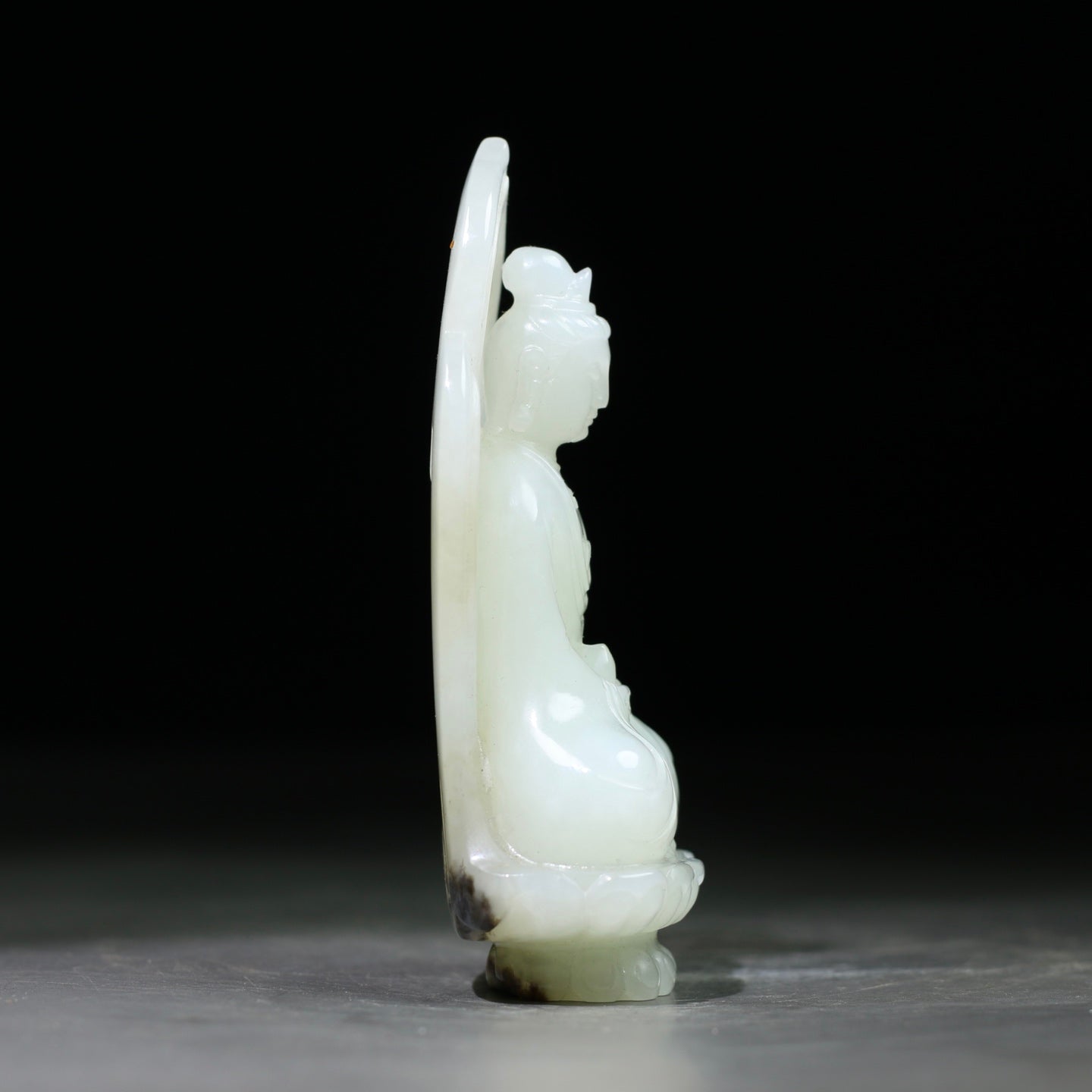 A1773 High Quality Chinese White Hetian Jade Carved Buddha Statue