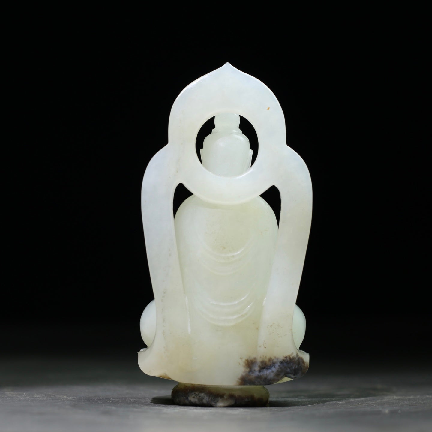 A1773 High Quality Chinese White Hetian Jade Carved Buddha Statue