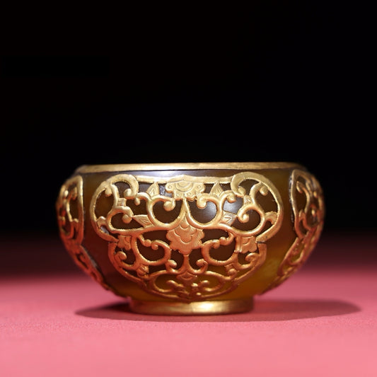 A1786 Chinese Inlaying Gold Edge Agate Brush Washer