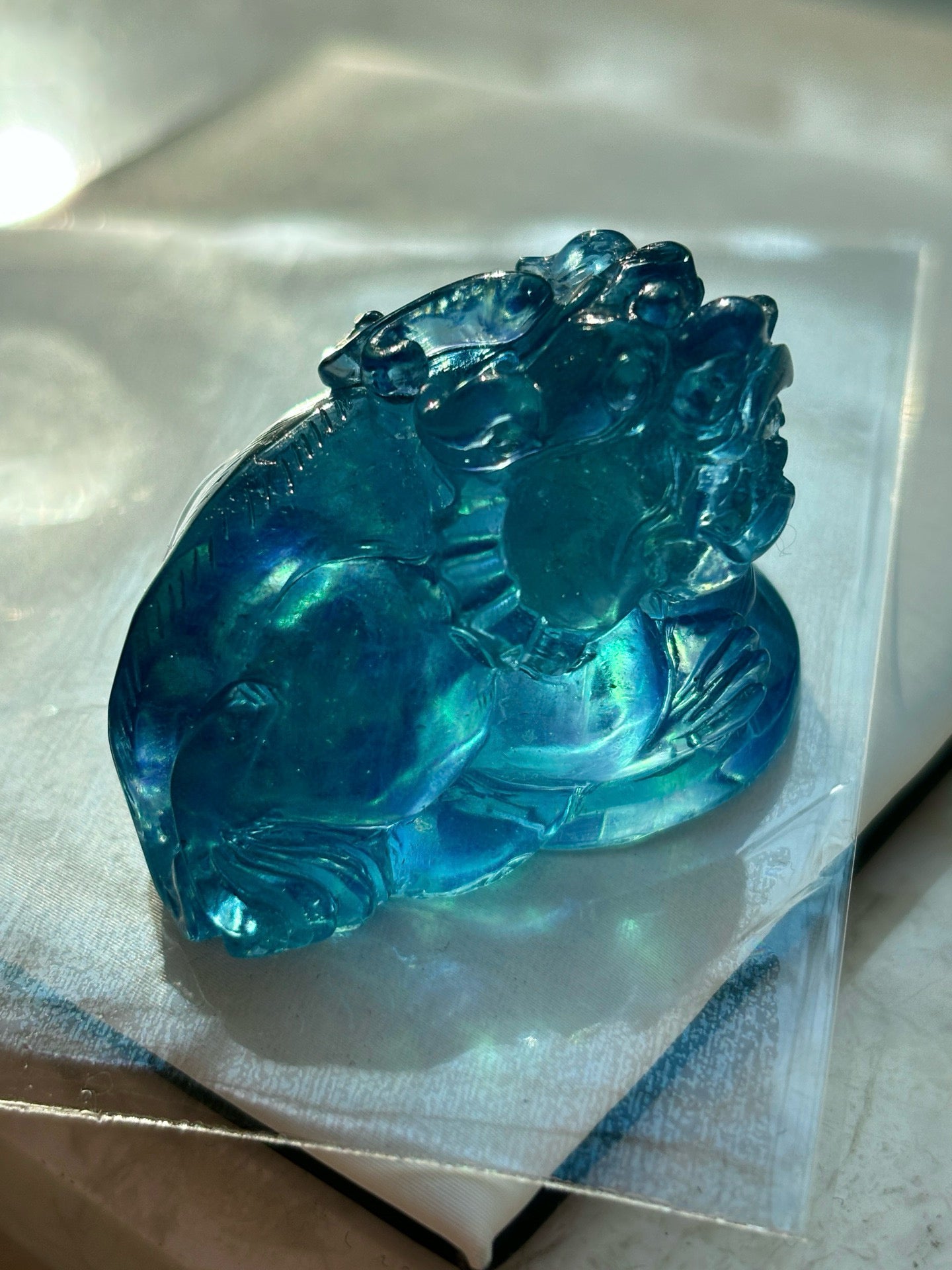 A1798 Beautiful Aquamarine Carved Fortune Pixiu Pendant