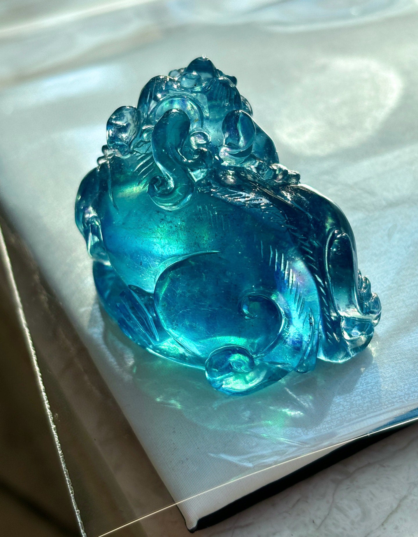 A1798 Beautiful Aquamarine Carved Fortune Pixiu Pendant